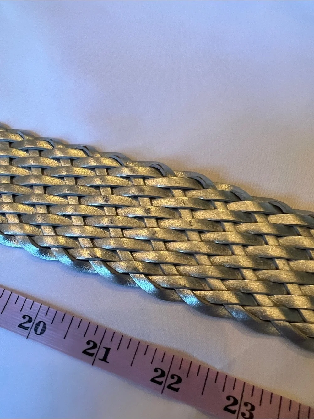 Michael Michael Kors Sz M Woven Leather Silver Women's Belt Statement Concert
